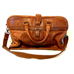 TED BAKER MEN DUFFLE BAG TRAVEL BROWN LEATHER LUGGAGE